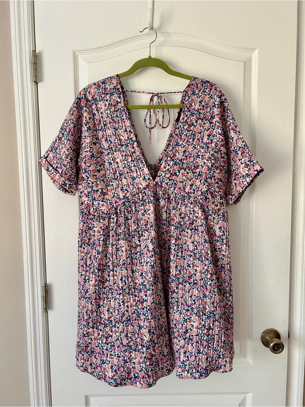 Lulu's Pink Floral Mini Dress with Navy and White Accents